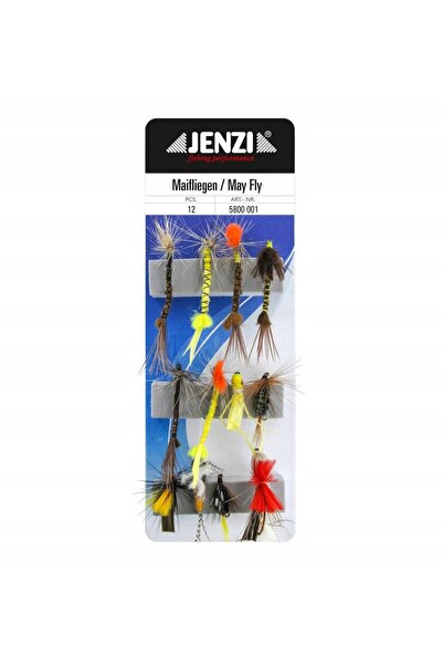NO BRAND SET DE MUȘTE ARTIFICIALE JENZI MAY FLY, 12 bucăți