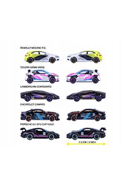 Majorette NEON RACERS PACHET DE 5 1:64 SET DE COLECȚIE MAȘINI NOI