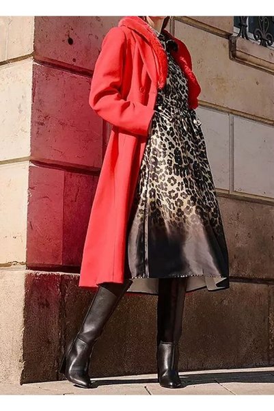 NO BRAND Rochie de satin cu imprimeu leopard Bpc 52