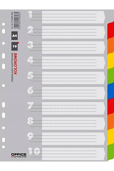 OFFICE products Inserții din carton pentru dosare, A4, 10 cartoane, mix de cu...
