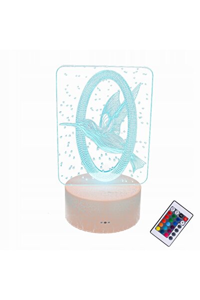 NO BRAND LAMPĂ 3D LED COLIBRI PASĂRE INEL DE NOAPTE USB + TELECOMANDĂ