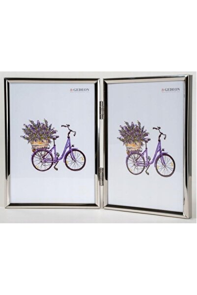 gedeon Ramă pentru două fotografii 13x18 metal argintiu glamour lucios portret