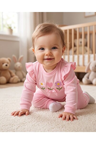 Ege Bebek Baby Girl Seasonal Heart Flower Embroidered Ruffle 3-6-9-12 Months ...