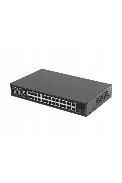 Lanberg 24x 100Mb PoE+/2x Combo Switch negestionabil pentru rack de 19 inch E...