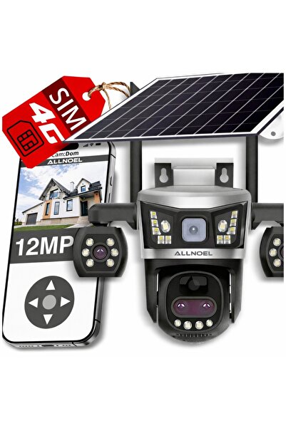 NO BRAND Cameră solară rotativă cu 4 lentile, 12MP, cartelă SIM 4G, zoom 10x