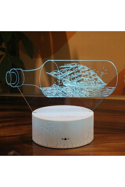 NO BRAND LAMPĂ 3D LED USB „NAVĂ ÎN STICLĂ” – LAMPĂ DE NOAPTE CU 16 CULORI + T...