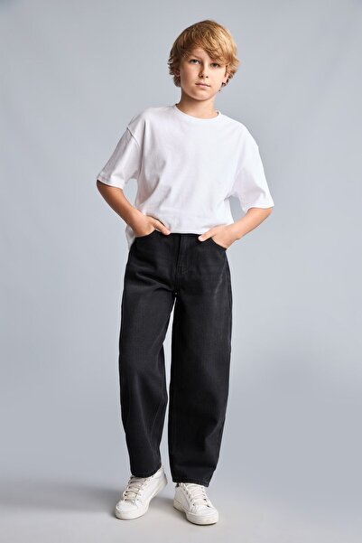 DeFacto Barrel Fit Straight Leg Relaxed Cut Jean Trousers for Boys H2198A826Wn