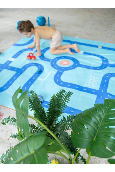NO BRAND QUUT: prosop de plajă reversibil PlayTowels XL (180 x 180 cm) Road