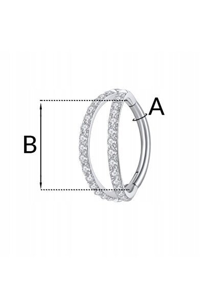 NO BRAND PIERCING Cercel Clicker Inel dublu cu zirconii Conch TITAN 1,2/8