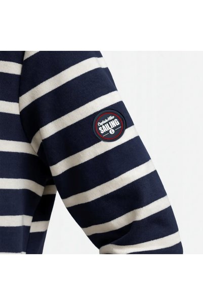 NO BRAND Hanorac tunică cardigan albastru marin cu dungi albe Captain Mike M