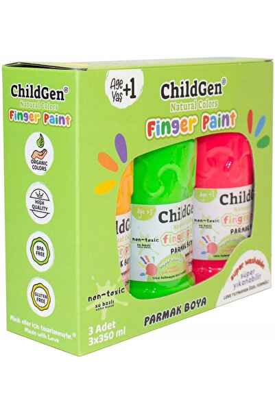 ChildGen Vopsea de degete ușor de spălat, NEON, 3x 350ml