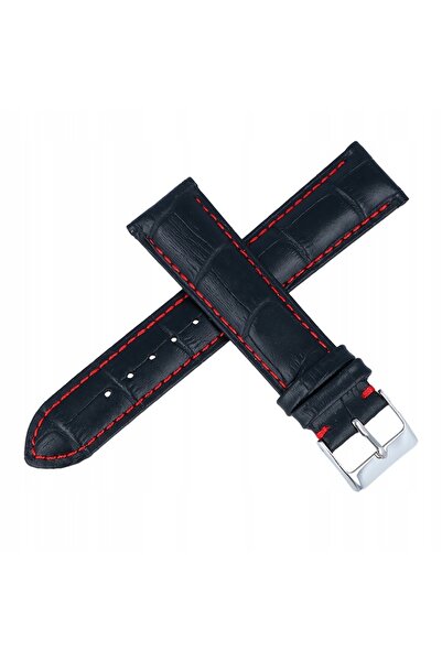 NO BRAND TEKLA K12 - 18mm - Crocodil - NEGRU - Curea de ceas din piele