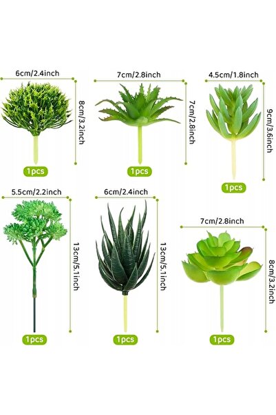 NO BRAND SET DE 6 BUCĂȚI PLANTE SUCCULENTE ARTIFICIALE MINI, DECOR VERDE PENT...
