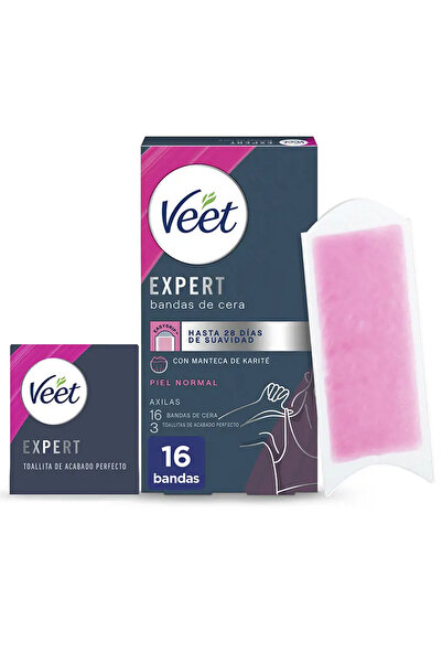 NO BRAND Benzi de ceară pentru depilare axilă + șervețele Veet expert 16 bucăți