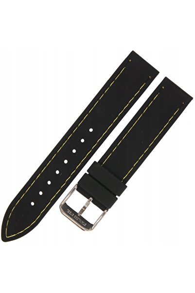 NO BRAND HORIDO 0015 - NEGRU/GALBEN - 18mm - Curea de ceas din silicon