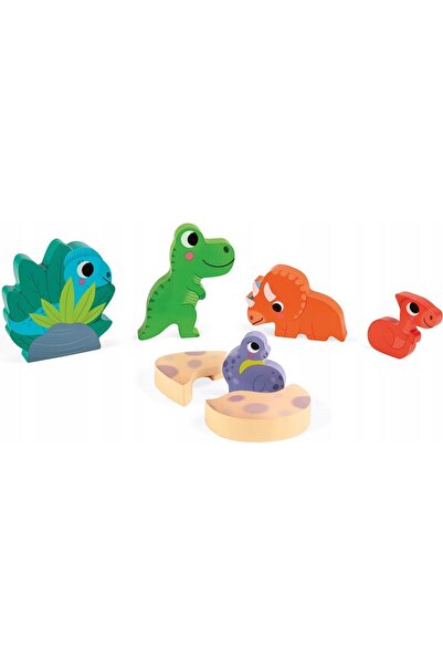 NO BRAND Puzzle din lemn cu figurine de dinozauri - Janod