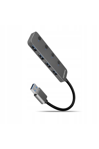 Axagon Hub HUE-MSA cu 4 porturi USB 3.2 Gen 1, metalic, cablu USB-A de 20 cm