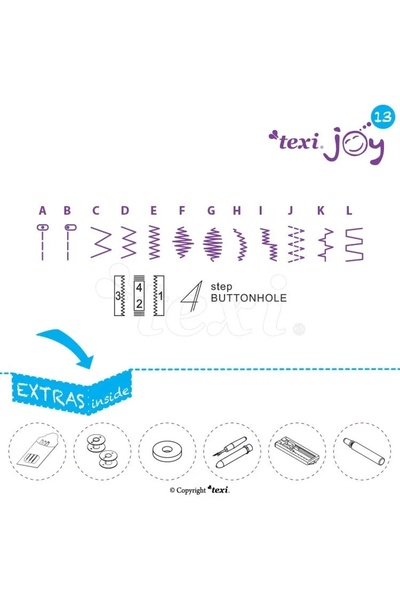 Texi JOY 13 BLUE mașină de cusut casnică simplă, albastră + GRATUIT
