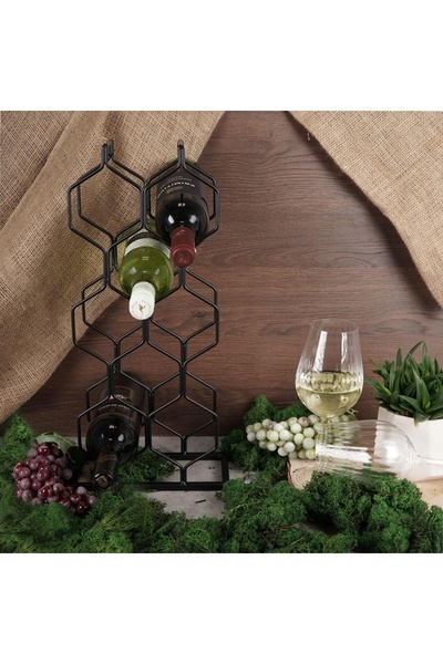 Vilde Suport metalic pentru 8 sticle de vin, negru, eficient