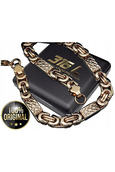 Boston Jewellery COLIER AURIT + BRĂȚARĂ CU ÎMpletitură Regală din Oțel Chirur...