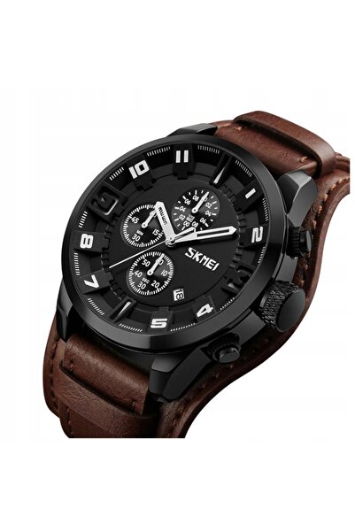 Skmei Ceas bărbătesc analogic cronograf dată cronometru negru bronz