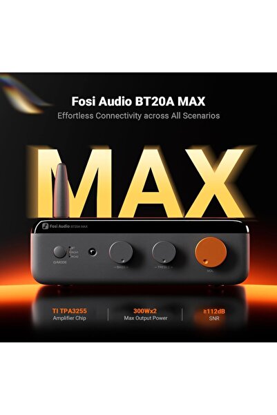 Fosi Audio BT20A Max 48V |   2 x 300 W |   Bluetooth 6.0 |   Corector |   Pilot