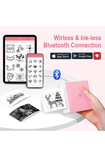 NO BRAND IMPRIMANTĂ TERMICĂ PORTABILĂ BLUETOOTH, 1 ROLĂ DE ETICHETE/FOTOGRAFI...
