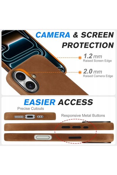 NO BRAND Husă de protecție Shieldon pentru iPhone 16 MagSafe, din piele natur...