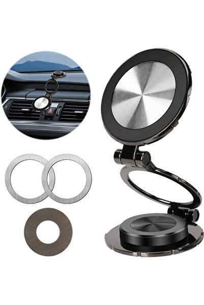 NO BRAND Suport auto pentru telefon mobil MAGNETIC rotativ 360 °   NEGRU