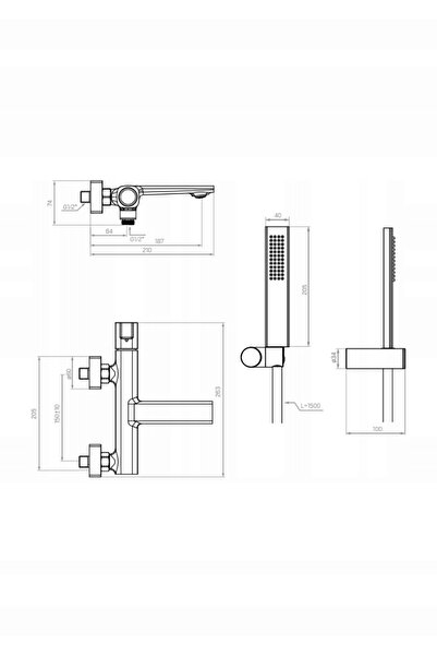 NO BRAND Baterie de perete cu pulverizator și kit de pulverizare TORES Chrome...
