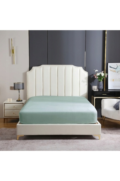 Spod Igły i Nitki Cearșaf de pat din satin cu elastic 140x200 culoare verde s...