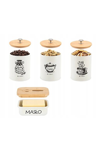 Elitehoff SUPER SET 3 RECIPiente ZAHĂR CAFEA CEAI + VASETĂ BUTTER 6058