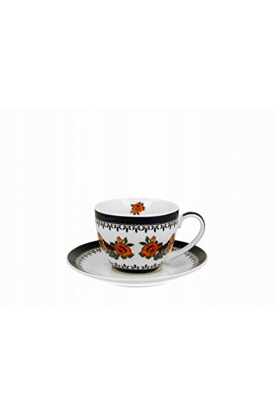 NO BRAND Ceașcă pentru cafea și ceai din porțelan cu suport DUO INDIGO 250 ml K3
