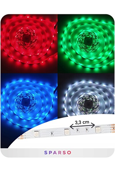NO BRAND BANDĂ LED RGB rezistentă la apă, 10 m, LED-uri de 12 V, cu TELECOMAN...