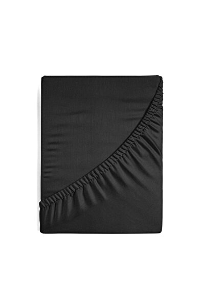 NO BRAND Cearșaf de pat cu elastic Jerseu D91 180x200cm, H.30cm Negru