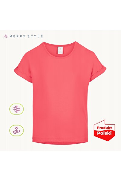 NO BRAND Tricou Merry Style pentru copii, din bumbac, culoare coral, 134-140