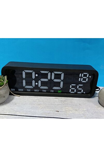 NO BRAND Afișaj LED Ceas cu alarmă Termometru Higrometru KARLSSON KA6145BK Al...