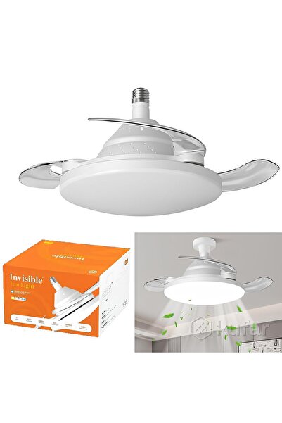 pazariz LED Beyaz Akıllı Tavan Vantilatörü | Katlanabilir Gizli Kanat, 3 Hız, 3 Renk LED, 3000K-8000K, Sessiz Çalışma, Uzaktan Kumanda, Zamanlayıcı, 35W, 25 cm Modern Tasarım + Tavan Duyu Hediye