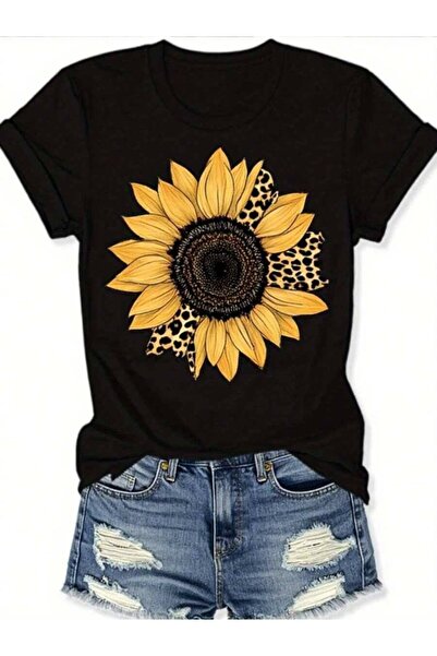 25W 2026 Women'S Summer Black Crew Neck T-Shirt,Breathable Casual Short Sleev...