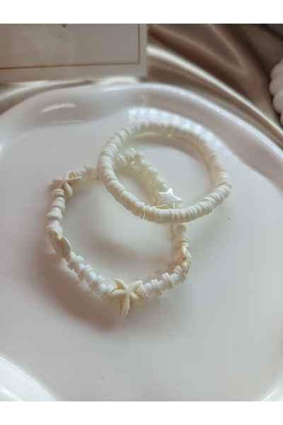 CSAYMODA 2 ADET EL EMEĞİ MİSİNA FİMO BONCUKLU DENİZ YILDIZI VE KAPLUMBAĞA FİGURLU BİLEKLİK
