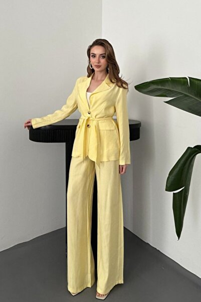 ELBEE Yellow Belted Jacket and Trousers Set