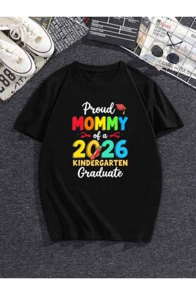 21JNRY تي شيرت برسومات كرتونية للجنسين بطبعة "Proud Mom Of A 2026 Kindergarte...