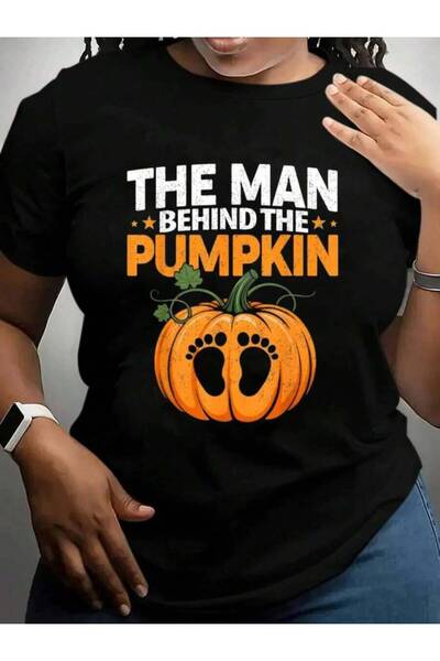 23ERVA Funny Pregnancy Costume Man Behind The Pumpkin Halloween Black Graphic...