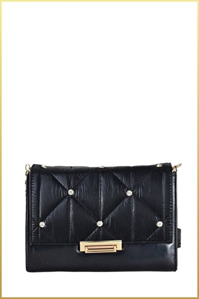 birizmoda Dimy Women's Stone Lock Chain Strap Shoulder Bag - Black