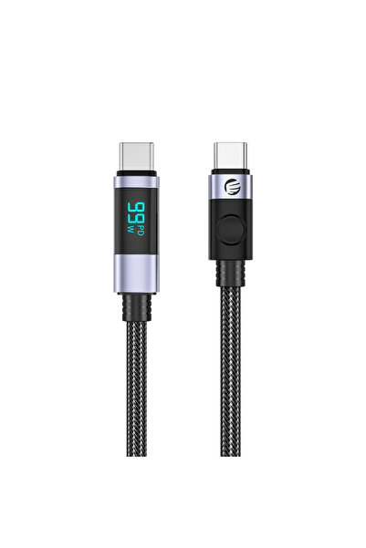 Orico Cablu USB-C la USB-C LDC2C, 100W 5A, 480Mbps, Afișaj LED, 3m, Negru