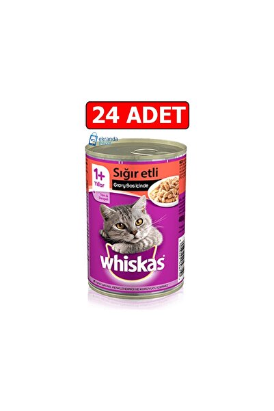 Whiskas Sığır Etli Kedi Konserve Yaş Kedi Maması 400 gr 24 Adet