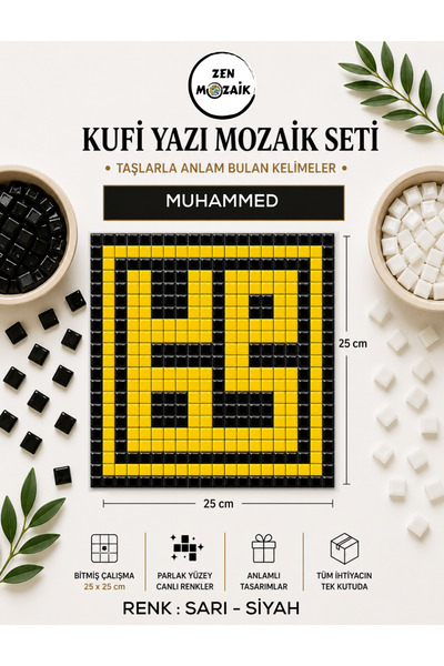 Zen Mozaik Kufi Lettering Mosaic Set – Words with Meaning in Stones