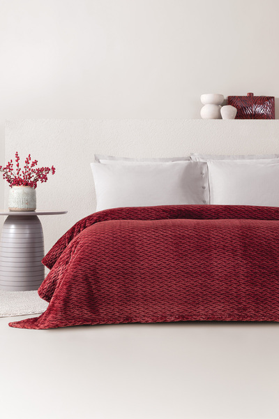 Dormy Home Carsten Wellsoft Çift Kişilik Battaniye - Bordo