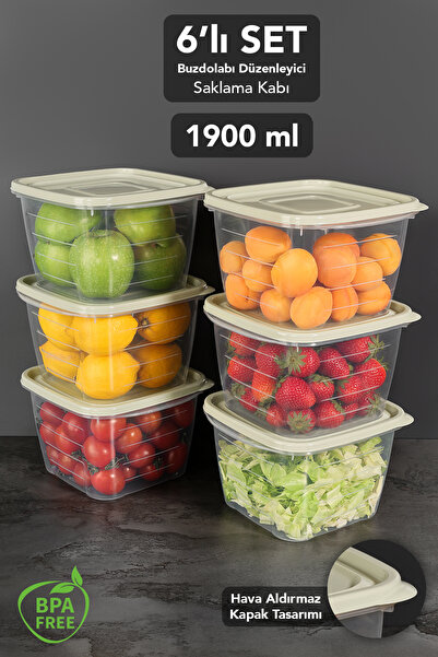 Meleni Home 6-Piece Square Food Storage Container - Microwave Safe Vegetable ...