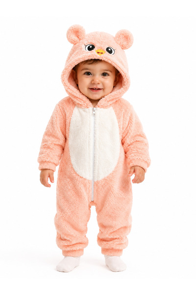 Chicsy Baby Girl Boy Baby Welsoft Plush Jumpsuit Hooded Zippered Winter Baby ...
